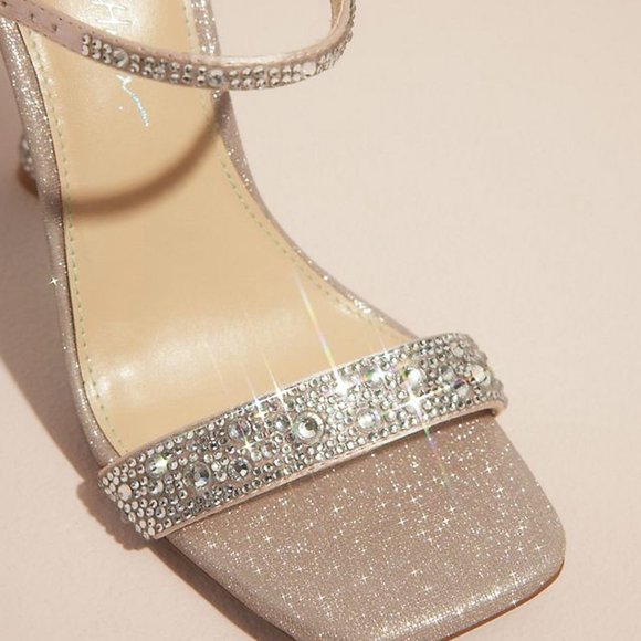 NEW David's Bridal Betsey Johnson Strappy Stiletto Shoes! Crystal Embellished - Picture 4 of 4